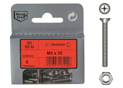 Viti Testa Svasata Piana M5 con Dado in Blister