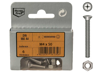 Viti Testa Svasata con Calotta M4 con Dado in Blister