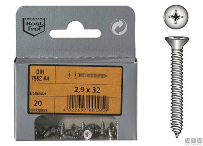 Viti Testa Svasata Piana ø2,9 mm in Blister