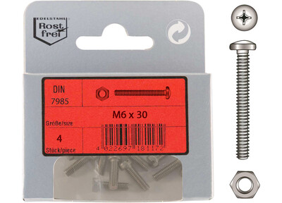 Viti Testa Cilindrica Bombata M6 con Dado in Blister