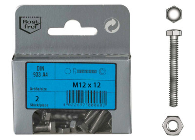 Viti Testa Esagonale M12 con Dado in Blister